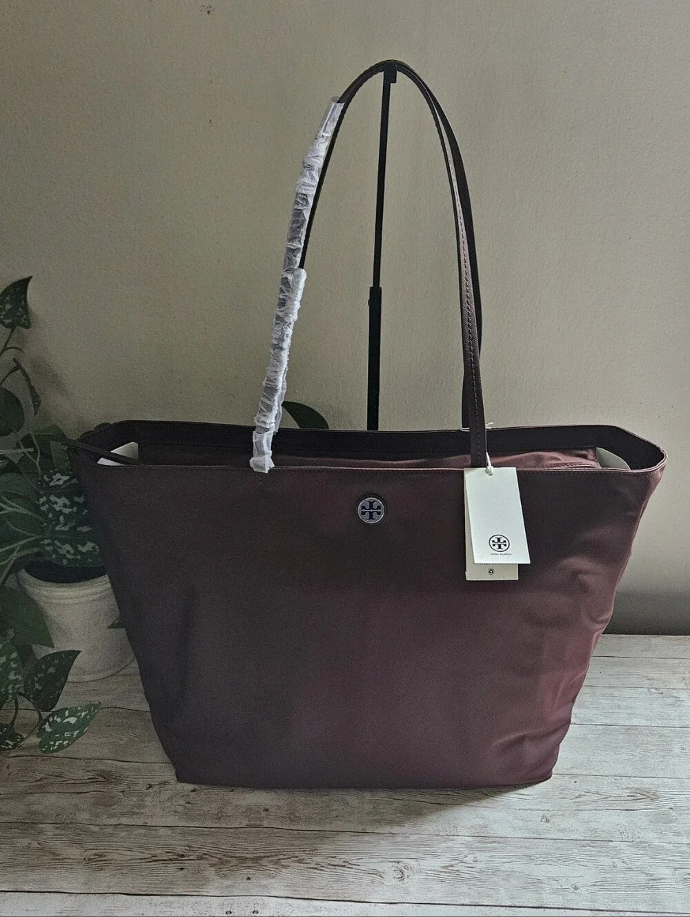 Tory Burch nwt Nylon Large Tote In Truffle Exterior Material: Smooth, durable re